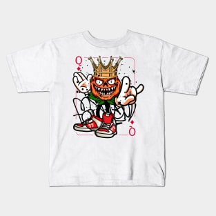 Queen Playing card with Skateboard Graffiti Street Art Kids T-Shirt